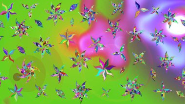 Çiçek buketleriyle klasik bir eskiz şekli. Yeşil renklerde. Raster illüstrasyonu.