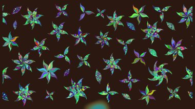 Eski usul. Raster illüstrasyonu. Kumaş, tekstil, duvar kağıdı baskısı için. Eskiz geçmişi. Renkli desenli eskiz deseni, kahverengi çiçekler ve dekoratif elementlerle.