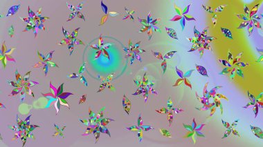 Tarafsız renklerde çiçekler. Düz Çiçek Elementleri Tasarımı. Renkli Bahar Teması eskiz kalıbı. Sevimli çiçek raster deseni.