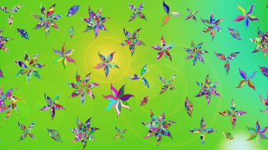 Parmak izi, kumaş, duvar kâğıdı, tekstil için raster dokusu. Nakış desenli çiçek deseni. Renkli grunge, yakut yeşil çiçeklerle soyut arkaplanı zenginleştirir.