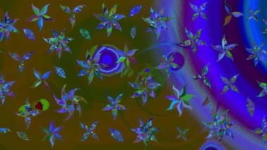 Çiçekli karalama şeklinde Raster çiçek deseni. Kahverengi renkli çiçekler. Nazikçe, güzel çiçek arkaplanı..