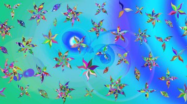 Düz Çiçek Elementleri Tasarımı. Raster Illustrasyon 'daki Çiçek Deseni' nin son moda çizimi. Güzel kumaş deseni. Renkli Yaz Teması çizim şablonu.