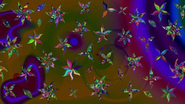 Raster illüstrasyonu. Küçük çiçekteki sevimli çiçek deseni. Kahverengi renkte çiçekler.