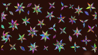 Raster illüstrasyonu. Küçük çiçekli yay deseni çiz. Suluboya tarzında kahverengi renkler üzerine.