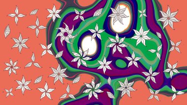 Çiçekli eskiz arkaplanı. Düz Çiçek Elementleri Tasarımı. Renkli Bahar Teması eskiz kalıbı. Çocuk stili.