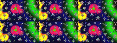 Motley illüstrasyonu. Küçük çiçekte güzel bir desen. Küçük renkli çiçekler. Çiçekli bahar çiçekleri. Robot resim. Moda baskıları için zarif bir şablon.