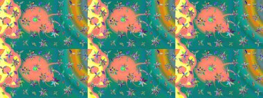 Mavi renkli çiçekler. Çizim çiçek deseni duvar kâğıdı olarak kullanılabilir. Raster illüstrasyonu.