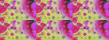 Düz Çiçek Elementleri Tasarımı. Renkli Bahar Teması eskiz kalıbı. Parlak arkaplan eskiz desenli çiçekli fantezi tasarımı.