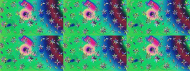 Çiçekli karalama şeklinde Raster çiçek deseni. Yeşil renkli çiçekler. Nazikçe, güzel çiçek arkaplanı..