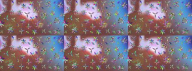 Küçük çiçekteki sevimli çiçek deseni. Bir sürü kahverengi ve soyut çiçekli tropik eskiz deseni. Varicolobrown Raster çizimi.