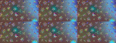 Suluboya tarzında kahverengi renkte. Raster illüstrasyonu. Küçük çiçekli bahar deseni çiz.