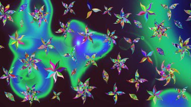 Kahverengi renkli çiçekler. Düz Çiçek Elementleri Tasarımı. Renkli Bahar Teması eskiz kalıbı. Raster illüstrasyonunda çiçek deseni çizimi.