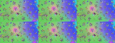 Çiçek buketleriyle klasik bir eskiz şekli. Raster illüstrasyonu. Yeşil renklerde.