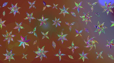 Kahverengi renkli etnik çiçeklerin olduğu zarif bir eskiz modeli. Asya Tekstil 'inde Raster Çiçek İllüstrasyonu.