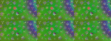 Yeşil renkli çiçekler. Kumaş desenli papatya çiçekleri ayrıntıları.