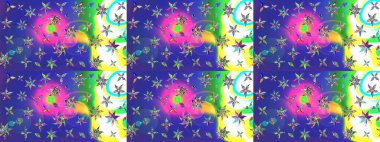 Raster illüstrasyonu. Mavi renkli mavi papatya deseni. Mavi renklerde.