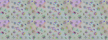 Moda arka planında parlak buketler. Eski usul küçük çiçekli şirin bir eskiz deseni. Kumaş, duvar kağıdı ve kağıt üzerine baskı yapmak için gelişen arka plan. Raster illüstrasyonu.