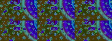 El çizimi Raster çizimi. Parlak elementlerin. Çizim çiçek deseni duvar kağıdı, web sitesi arkaplanı, paket kağıdı, davetiye, broşür, pankart veya web sitesi için kullanılabilir.