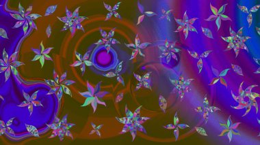 Çiçek desenli eskiz. Kahverengi renkli çiçekler. Tişört baskısı için çiçek boyama rasteriName.