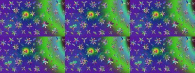 Raster illüstrasyonu. Suluboya çiçekli çiçek deseni. Yeşil renkte güzel tekstil.