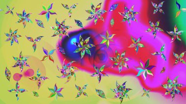 Küçük çiçekli yay deseni çiz. Suluboya stilinde nötr renklerde. Raster illüstrasyonu.