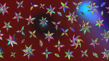 Raster deseni. Küçük çiçekteki sevimli çiçek deseni. Raster illüstrasyonu. Kibarca, yaz çiçekleri kırmızı renklerde.