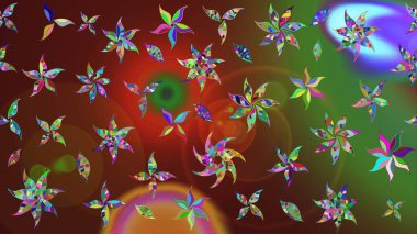 Raster suluboya çiçek deseni, narin çiçekler, kahverengi çiçekler, tebrik kartı şablonu. Raster Güzel kumaş deseni.