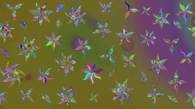 Kahverengi renkli çiçekler. Raster illüstrasyonu. Küçük çiçekte sevimli çiçek deseni var..