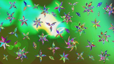 Kumaş, duvar kağıdı ve kağıt üzerine baskı yapmak için gelişen arka plan. Raster illüstrasyonu. Moda arka planında parlak buketler. Eski usul küçük çiçekli şirin bir eskiz deseni..