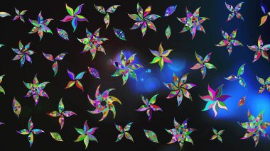 Raster illüstrasyonu. Şirin çiçekli eskiz deseni ve gri renkli yapraklar, suluboya çiçek deseni, duvar kağıdı, kart veya kumaş için fayanslı.