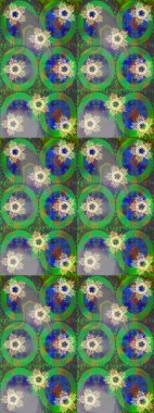 Renkli arka planda izole tatlı kar taneleri. Yeşil, gri ve nötr renkler ve kar taneleri. Raster illüstrasyonu.