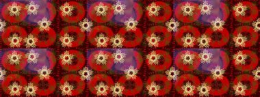 Raster illüstrasyonu. Kar tanelerinin soyut arkaplanlı Noel arkaplanı. Noel için tatil tasarımı, yeni yıl moda baskıları. Kırmızı, kahverengi ve mor kar taneleri. Güzel tasarım..