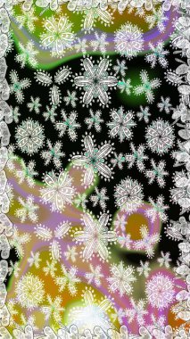 Süslü kumaş deseni. Renkli Bahar Temalı Kusursuz Arkaplan. Düz Çiçek Elementleri Tasarımı. Raster illüstrasyonunda kusursuz çiçek deseni.