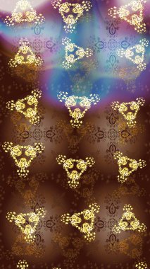 Altın kar taneleri. Kar tanelerinin soyut arkaplanlı Noel şablonu. Raster illüstrasyonu. Noel ve Yeni Yıl moda baskıları için tatil tasarımı.