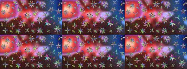 Taslak desenli, modaya uygun kumaş deseni. Düz Çiçek Elementleri Tasarımı. Şirin çiçek elementleri. Renkli Bahar Teması eskiz kalıbı. Raster illüstrasyonu.