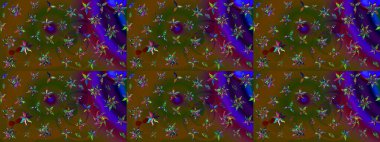 Raster illüstrasyonu. Çiçekli güzel suluboya desen. Kahverengi renklerde.