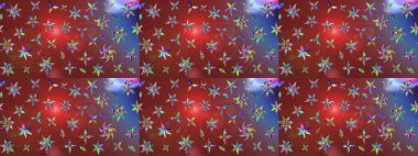 Raster illüstrasyonu. Raster illüstrasyonu. Çiçek desenli çizim. Kahverengi renkli çiçekler. Asya tekstil tarzında.