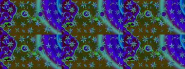 Renkli Bahar Teması eskiz kalıbı. Düz Çiçek Elementleri Tasarımı. Sevimli çiçek raster deseni. Mavi renkte çiçekler.