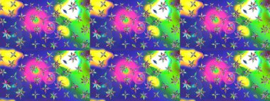 Doodle tarzı. Renkli mavi çizim kalıbı. Elle çizilmiş sonbahar çiçeği deseni. Tekstil ve kapak tasarımı için mükemmel. Mavi renkte çiçekler.