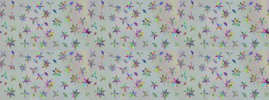 Çiçekler, dallar, bitkiler ve çiçekler. Güzel kumaş deseni. El çizimi. Raster illüstrasyonu.