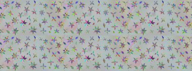 Raster illüstrasyonu. Raster illüstrasyonu. Eskiz tarzı gri renkte. Şirin karalamalı çiçek desenli çizim. El yapımı çiçek ve bitki koleksiyonu.