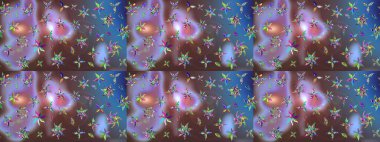 Küçük çiçekteki sevimli çiçek deseni. Varicolobrown Raster çizimi. Birçok kahverengi ve soyut çiçekli tropikal çizim deseni.