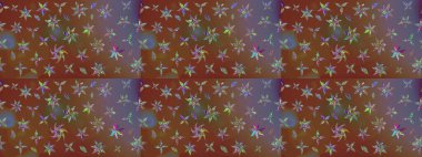 Kahverengi renkli çiçekler. Güzel çiçek deseni. Düz Çiçek Elementleri Tasarımı. Renkli Bahar Teması çizim şablonu.