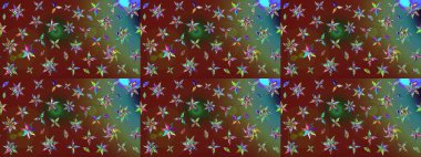 Raster illüstrasyonundaki çiçek desenli çizim. Kahverengi renkte çiçekler.