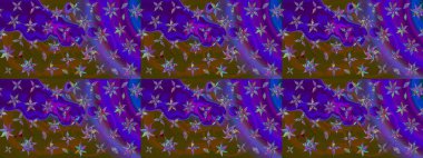 Raster illüstrasyonu. Suluboya tarzında mor renkler üzerinde. Küçük çiçekli bahar deseni çiz.