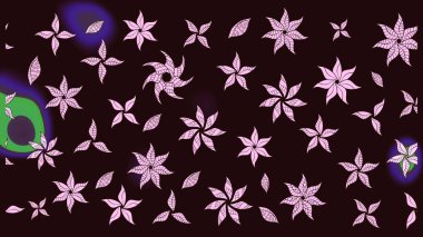 Kahverengi renkte çok kahverengi, zarif küçük çiçekler ve komik böcekler, raster desen, illüstrasyon.