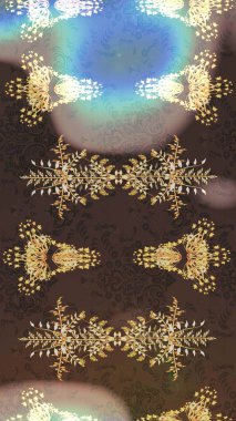 Çiçekli karalama şeklinde Raster çiçek deseni. Nazikçe, güzel çiçek arkaplanı. Kahverengi, mavi ve gri renkte çiçekler.