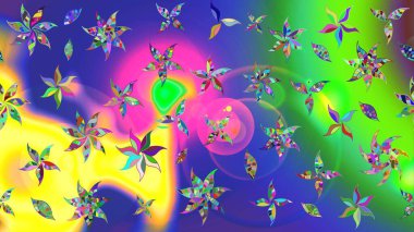 Yumuşak, bahar çiçekli arka plan. Yeşil renkli çiçekler. Raster çiçek desenli ve çiçekli..