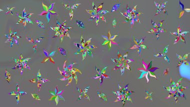 Çiçek desenli çizim. Asya tekstil tarzında. Gri renkli çiçekler. Raster illüstrasyonu. Raster illüstrasyonu.