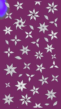 Çiçek desenli çizim. Raster illüstrasyonu. Gri renkli çiçekler. Raster illüstrasyonu. Asya tekstil tarzında.